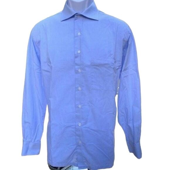 ALBERTO Gentleman dress shirt striped blue and white men size L - Picture 1 of 5